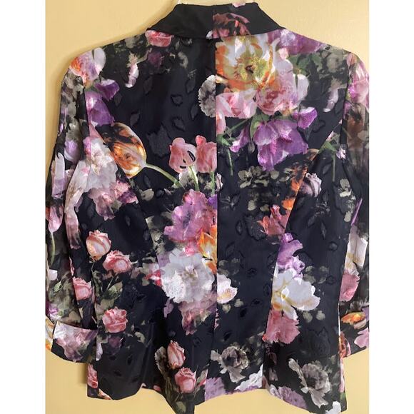 Alex Evenings Floral Print, Sheer 3/4 Length Sleeves, Formal Blazer Size Small - Picture 6 of 7